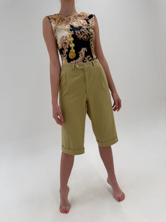 Pantaloni Burberry camel din twill de bumbac în croi super actual