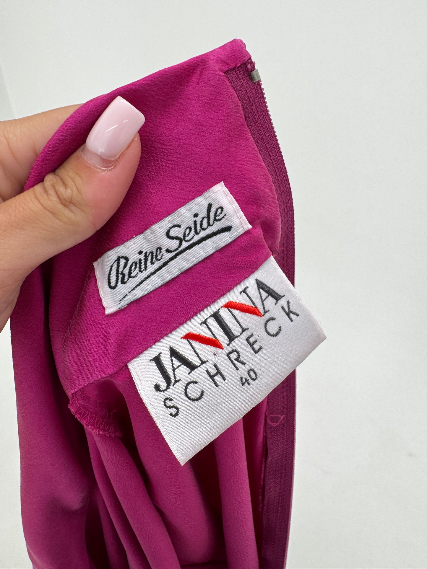 Cămașa vintage magenta din mătase naturală satibata în croi minimalist amplu