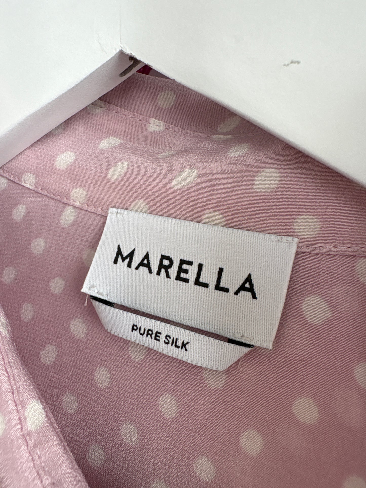 Cămașa nouă Marella by Max Mara cu buline din mătase naturală dusty pink