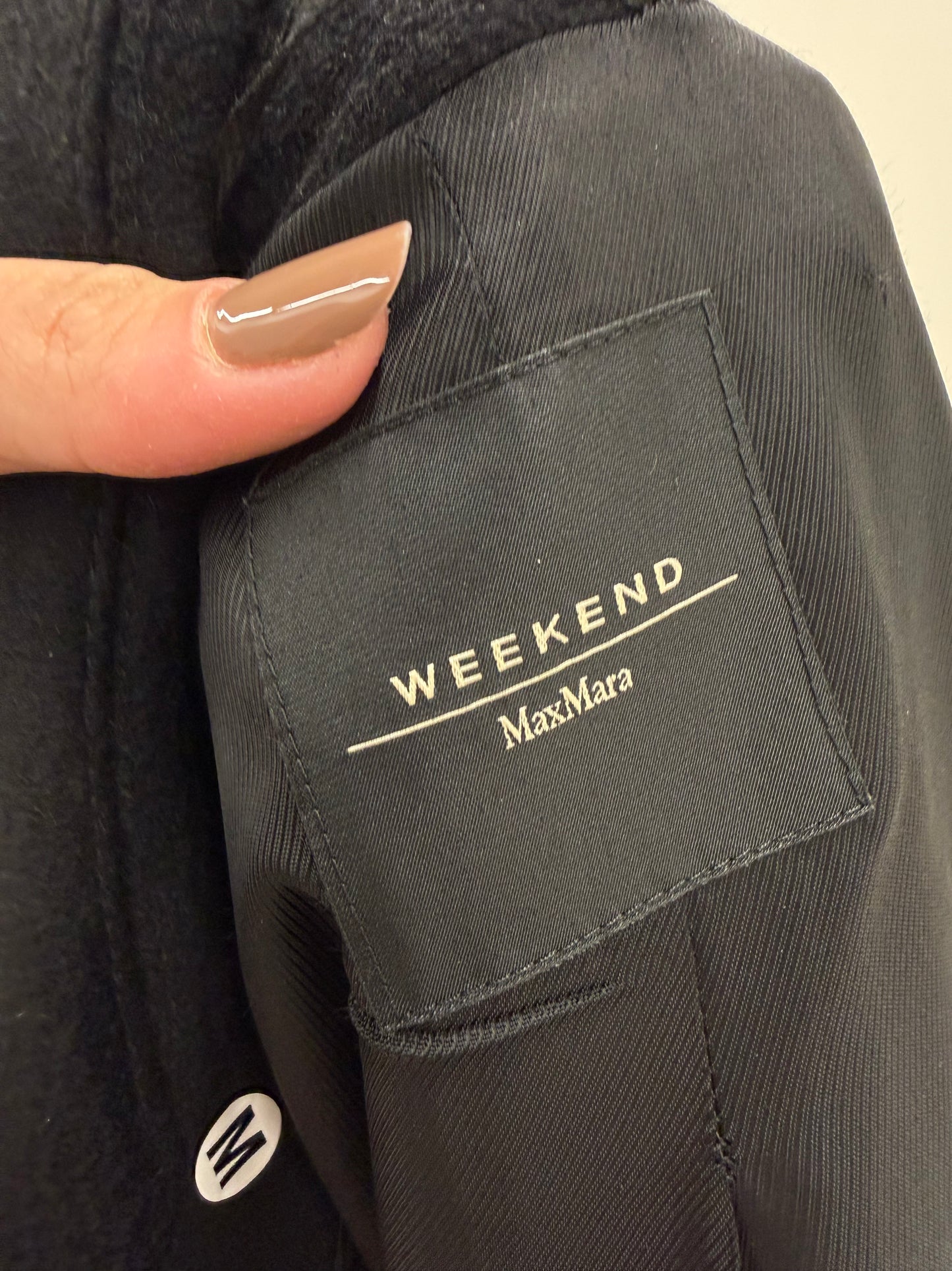 Palton negru Max Mara din stofă de lana extrafina pura certificată