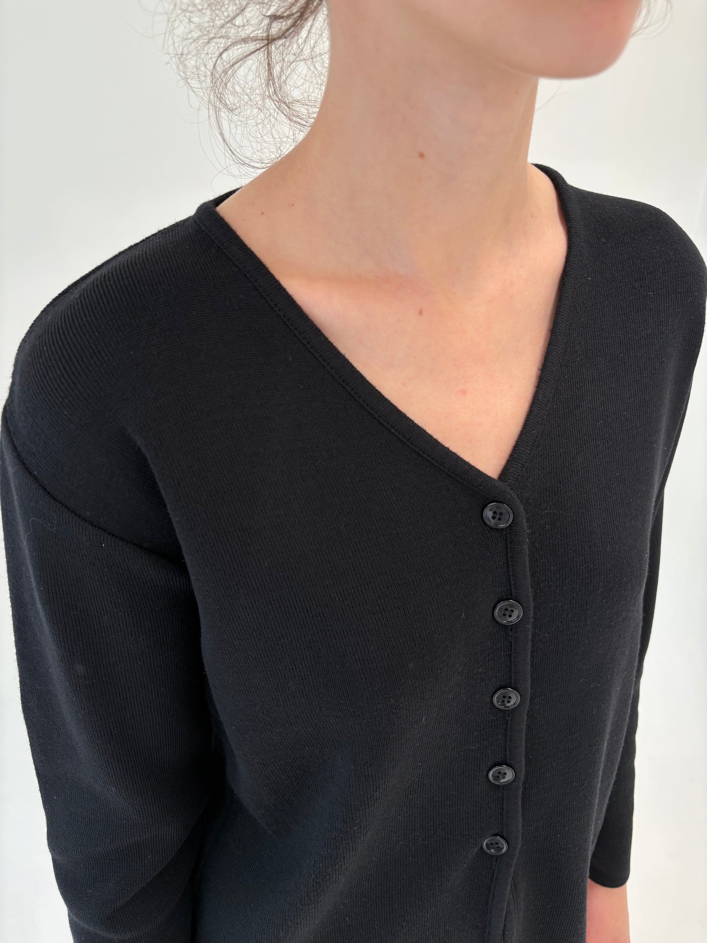Cardigan negru italian 80% lana merino extrafina