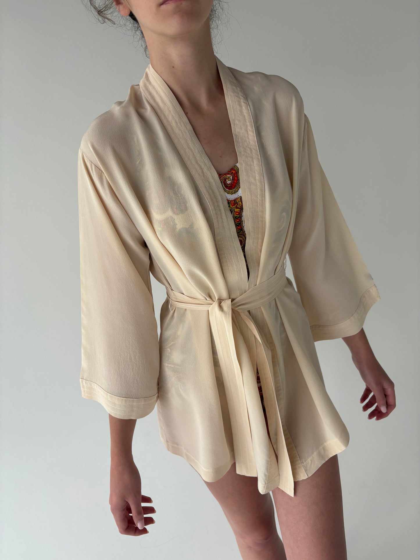 Halat / Top din mătase naturală luxury Guy Laroche cu influențe de kimono