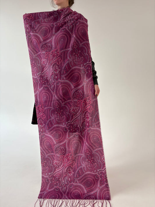 Shawl cu print paisley în nuanțe superbe din lana plină extrem de fină