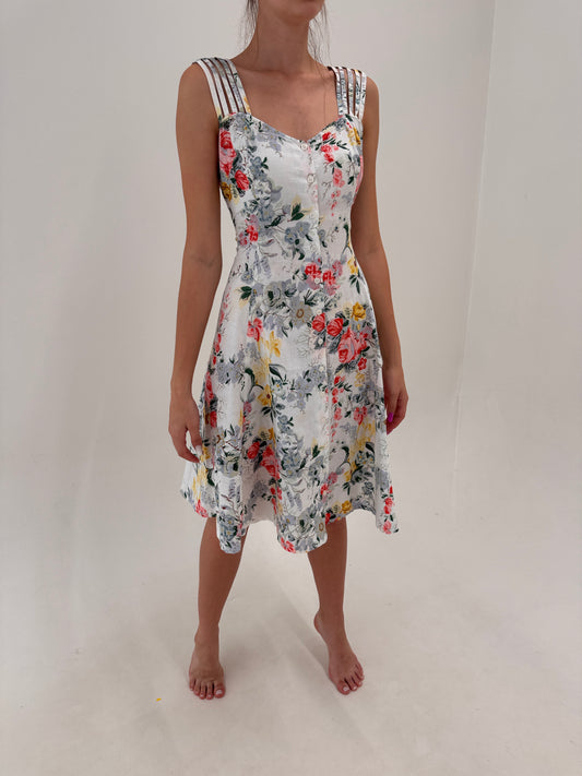 Rochie vintage cu print floral superb din cea mai fină panzica de bumbac