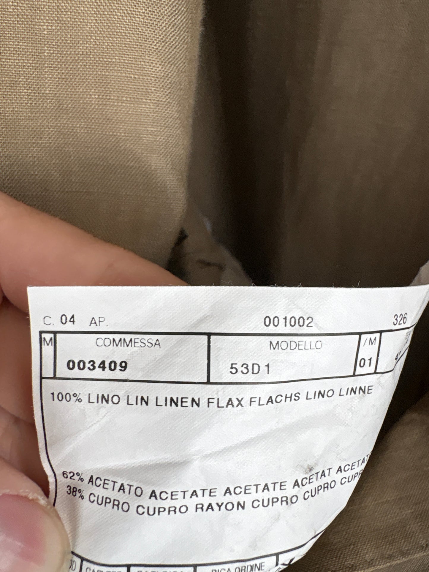 Sacou italian din in kaki structurat în croi actual