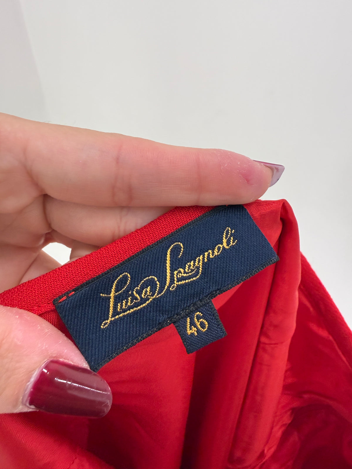 Fustă Luisa Spagnoli în bie midi spre maxi cherry red din stofita de lana extrafina