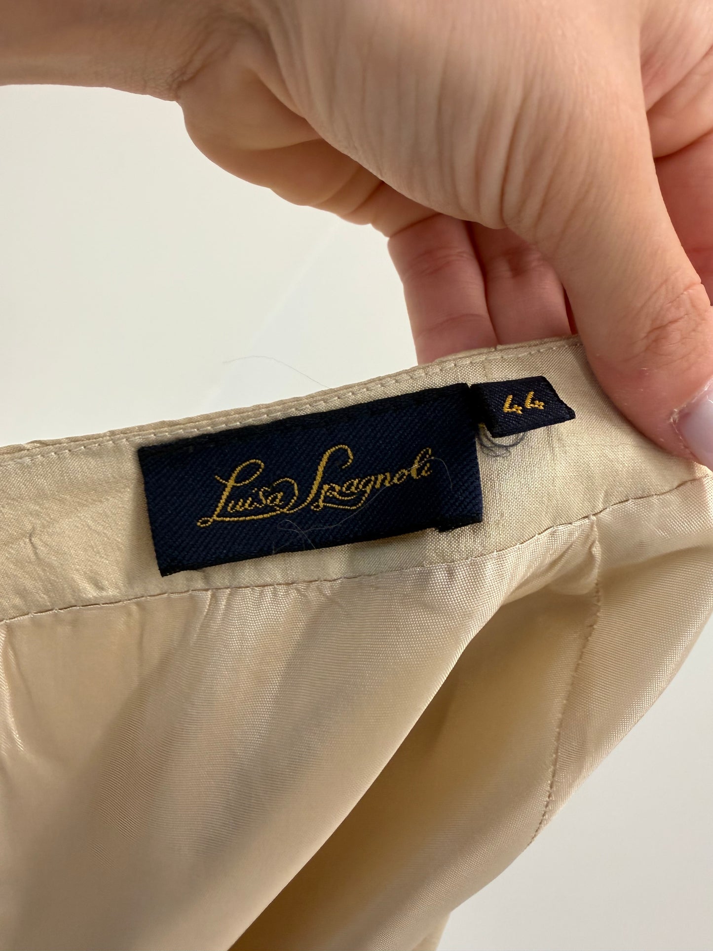 Fustă luxury camel gold Luisa Spagnoli din mătase naturală dupioni midi lung