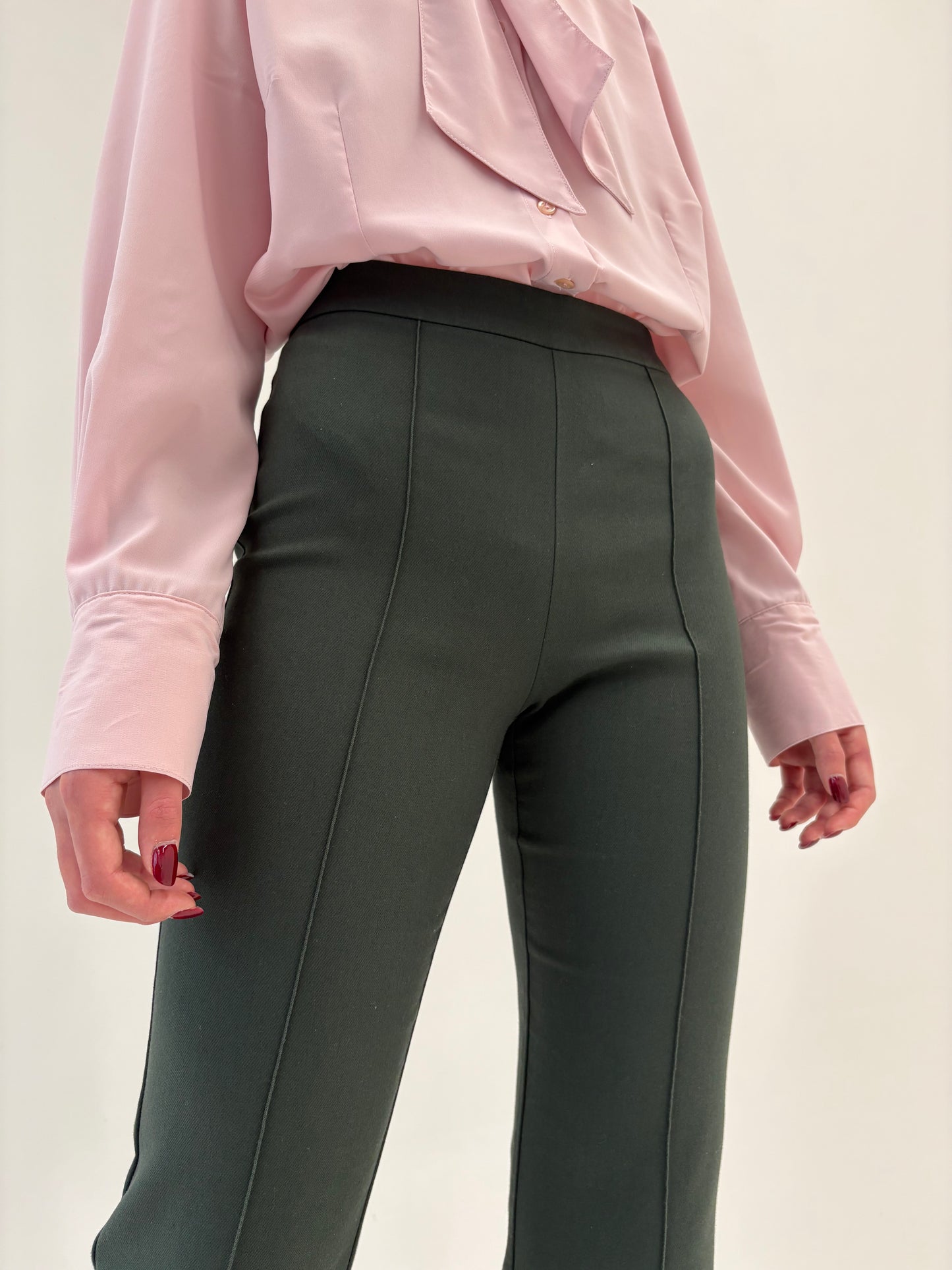 Pantaloni dark forest green modelatori petite bootcut
