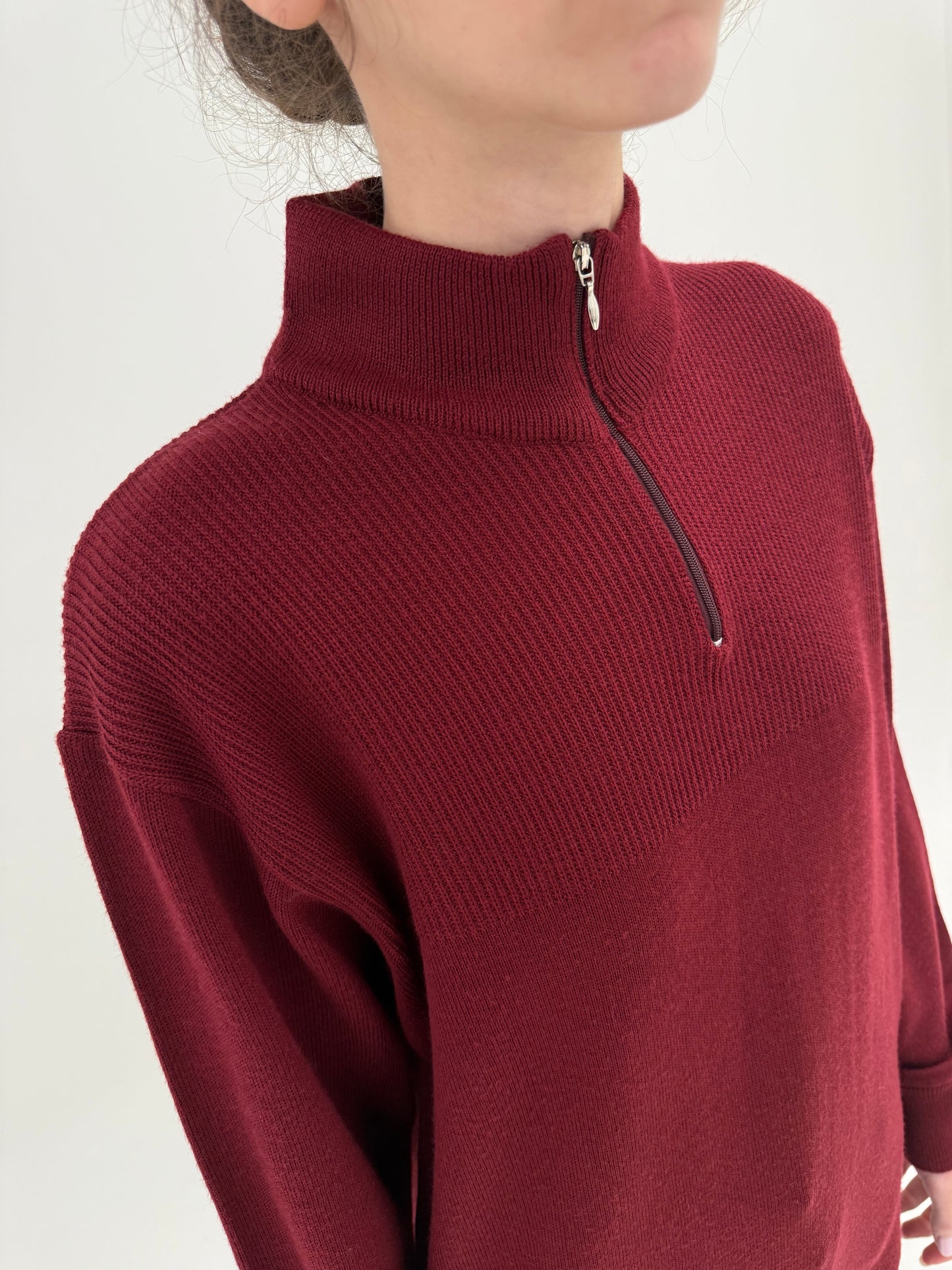 Maleta luxury high end italiană burgundy din lana merino excepțională