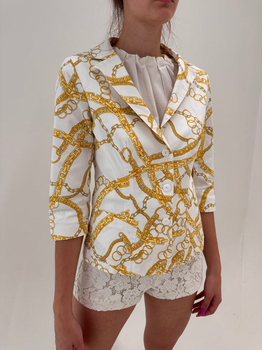 Sacou in stil Versace cambrat cu print baroc din poplin de bumbac ultra confort