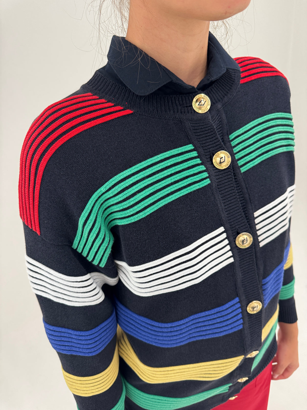 Cardigan vintage tip jachetă de brand premium cu nasturi aurii din bumbac premium