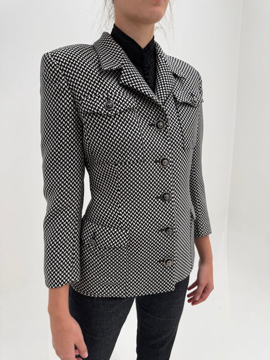 Sacou Versace old vintage cu nasturi logotyped Medusa și tailoring structurat din lana