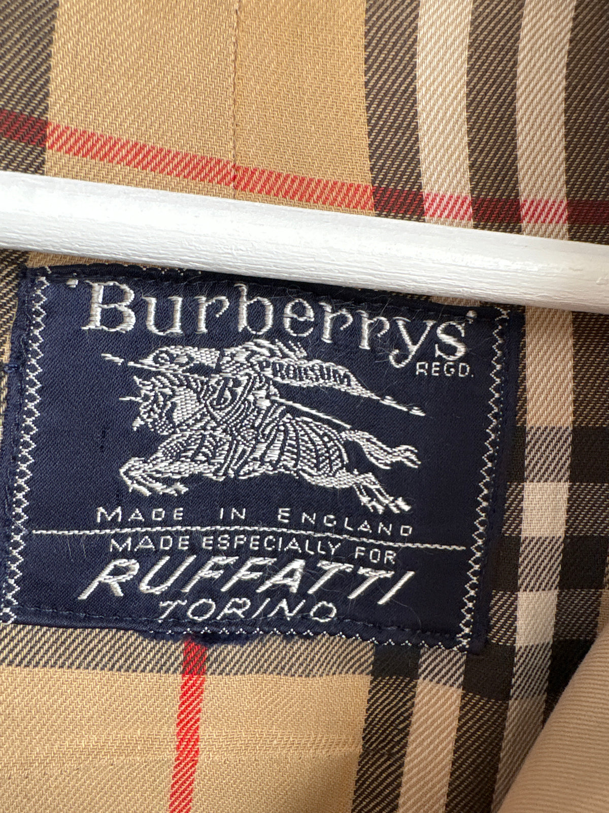 Trench Burberry vintage din gabardină de bumbac cu interior cu print specific brandului