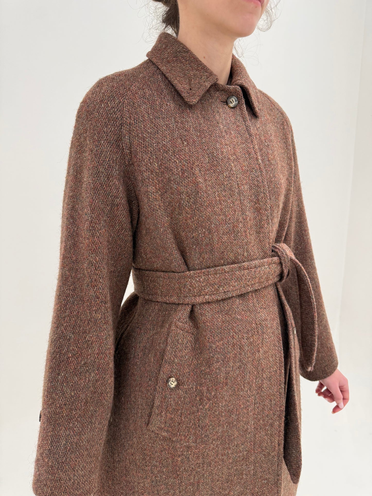 Palton old vintage Burberry de colecție din tweed gros de lana