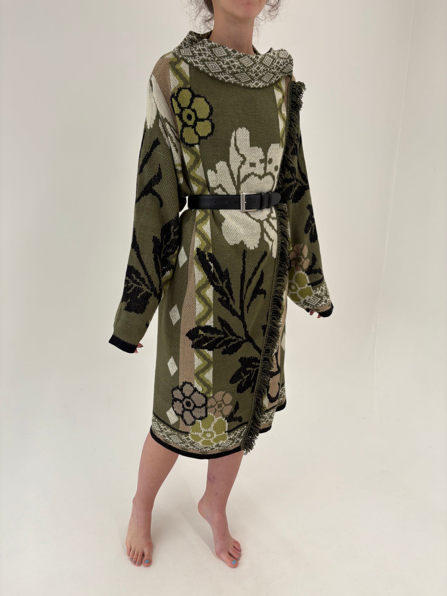 Cardigan lung supee gros tip pardesiu din mix de lana extrafina