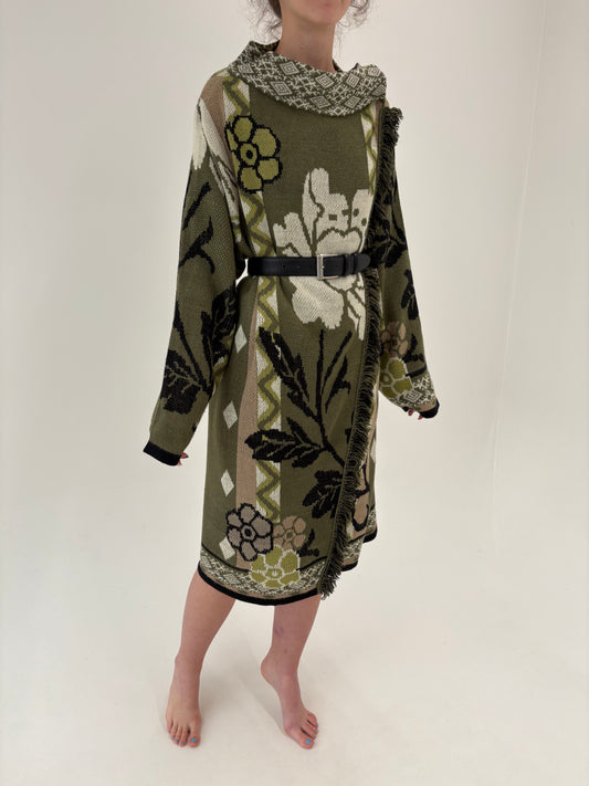 Cardigan lung supee gros tip pardesiu din mix de lana extrafina