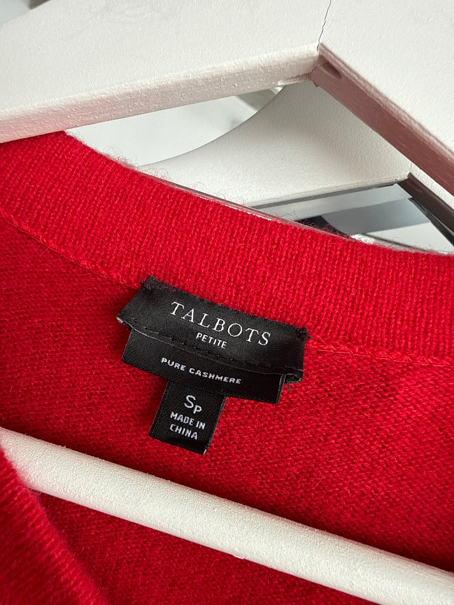 Puloveras roșu tare din cașmir cu mânecă 3/4 crew neck