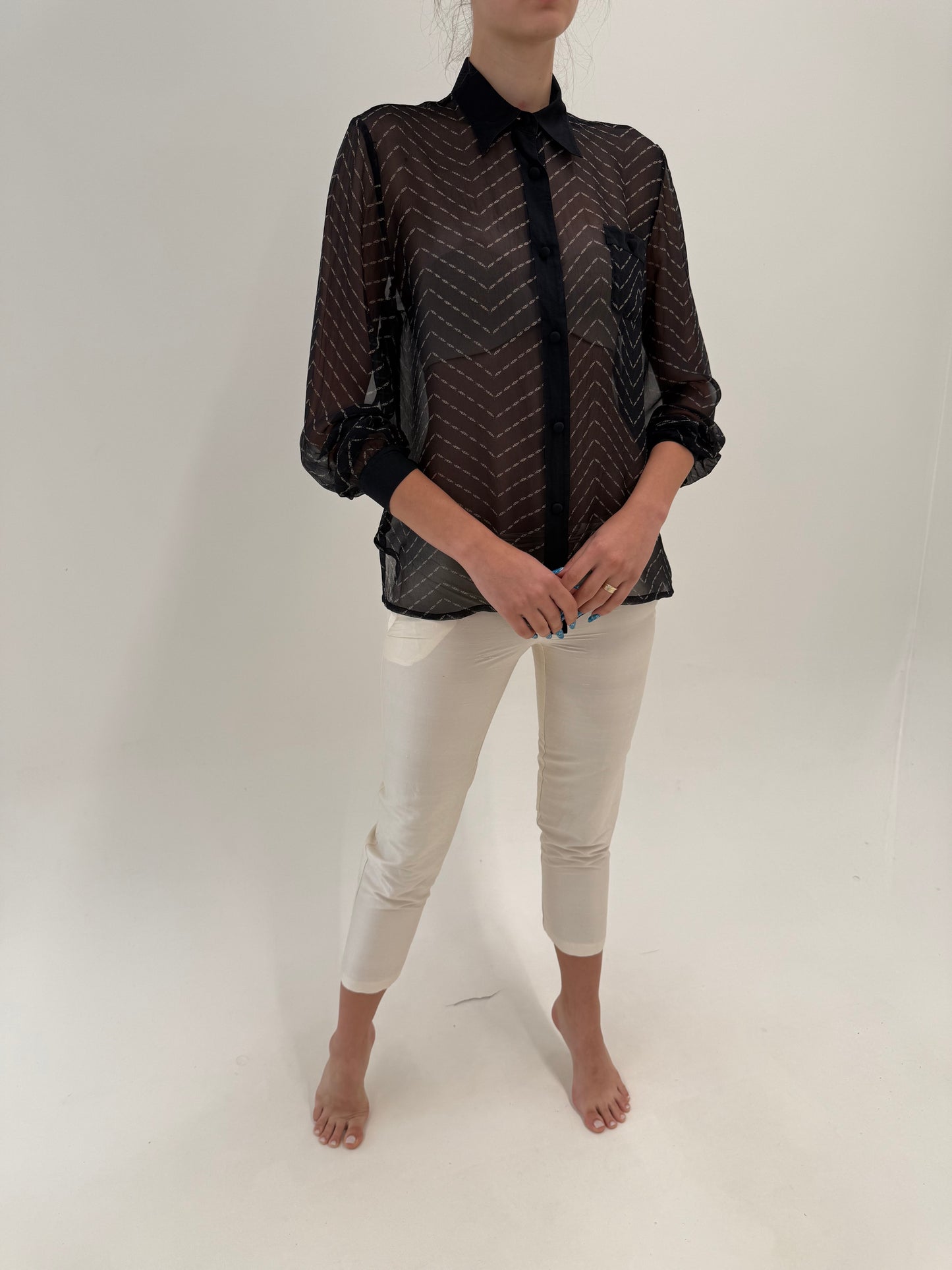 Pantaloni petite butter white perlati din mătase naturală dupioni