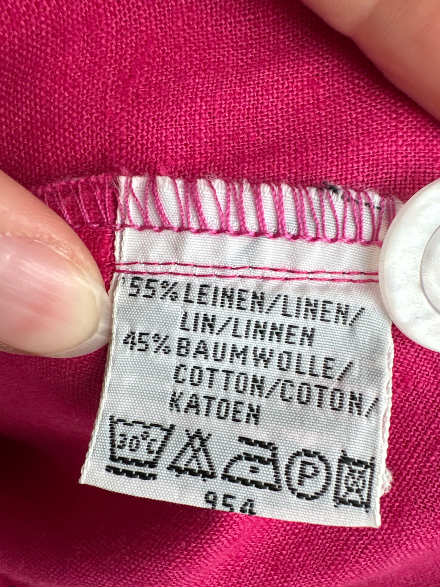 Sacou fucsia cambrat cu închidere dublă din pânză de in și bumbac