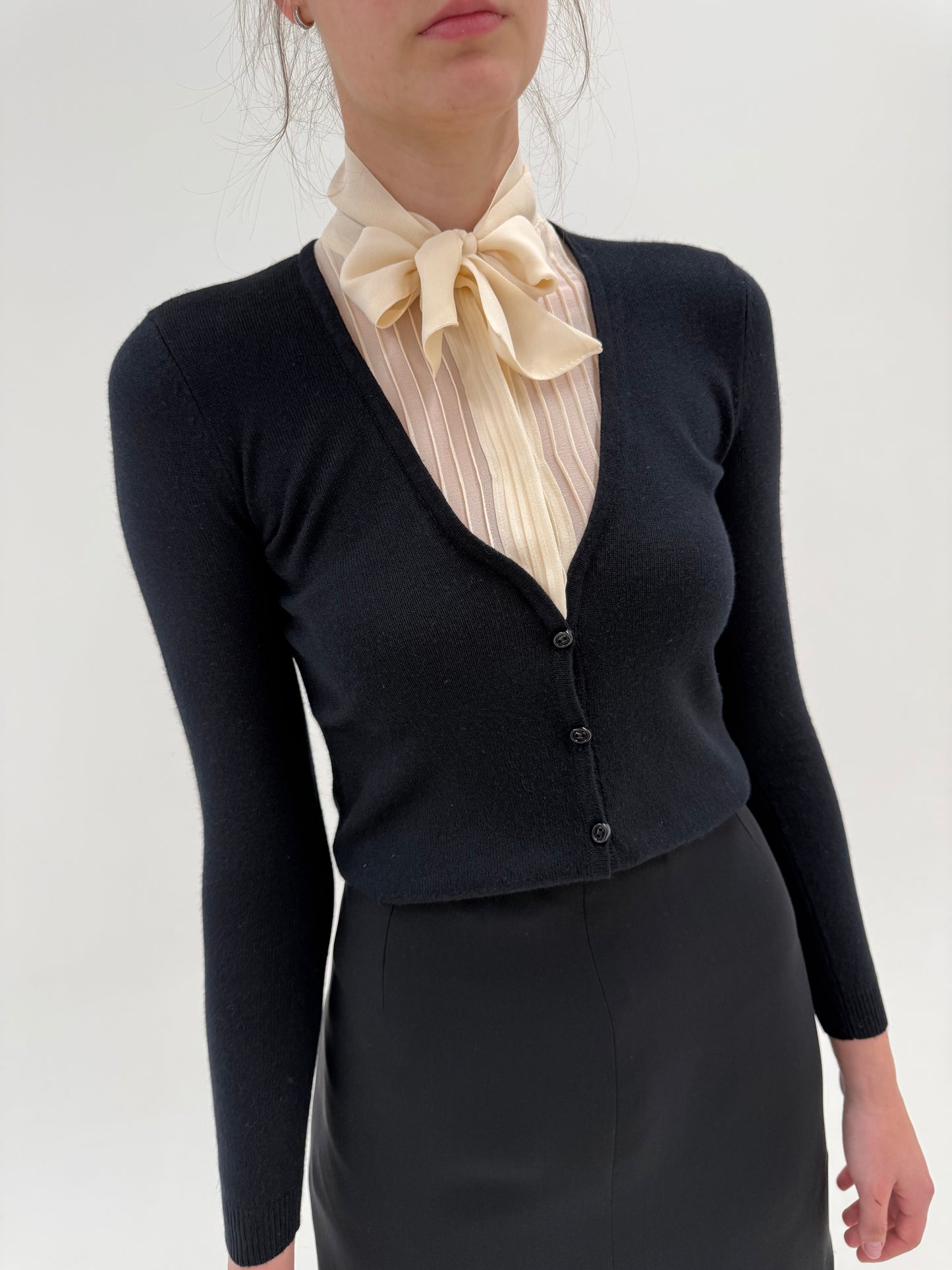 Cardigan Ralph Lauren din mătase naturală cu cașmir ‘cu cămașa’