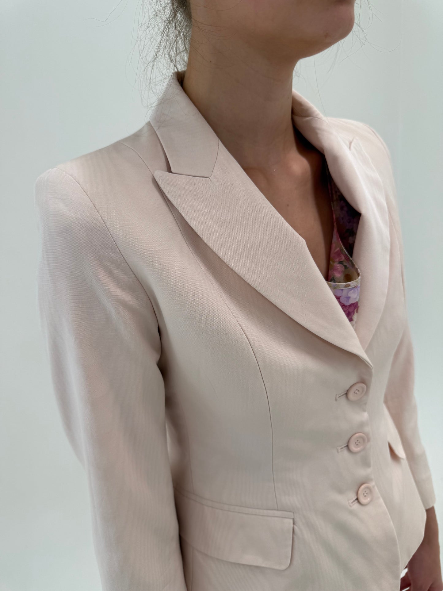 Costum Max&Co by Max Mara petite roz pudrat de vară în croi atemporal