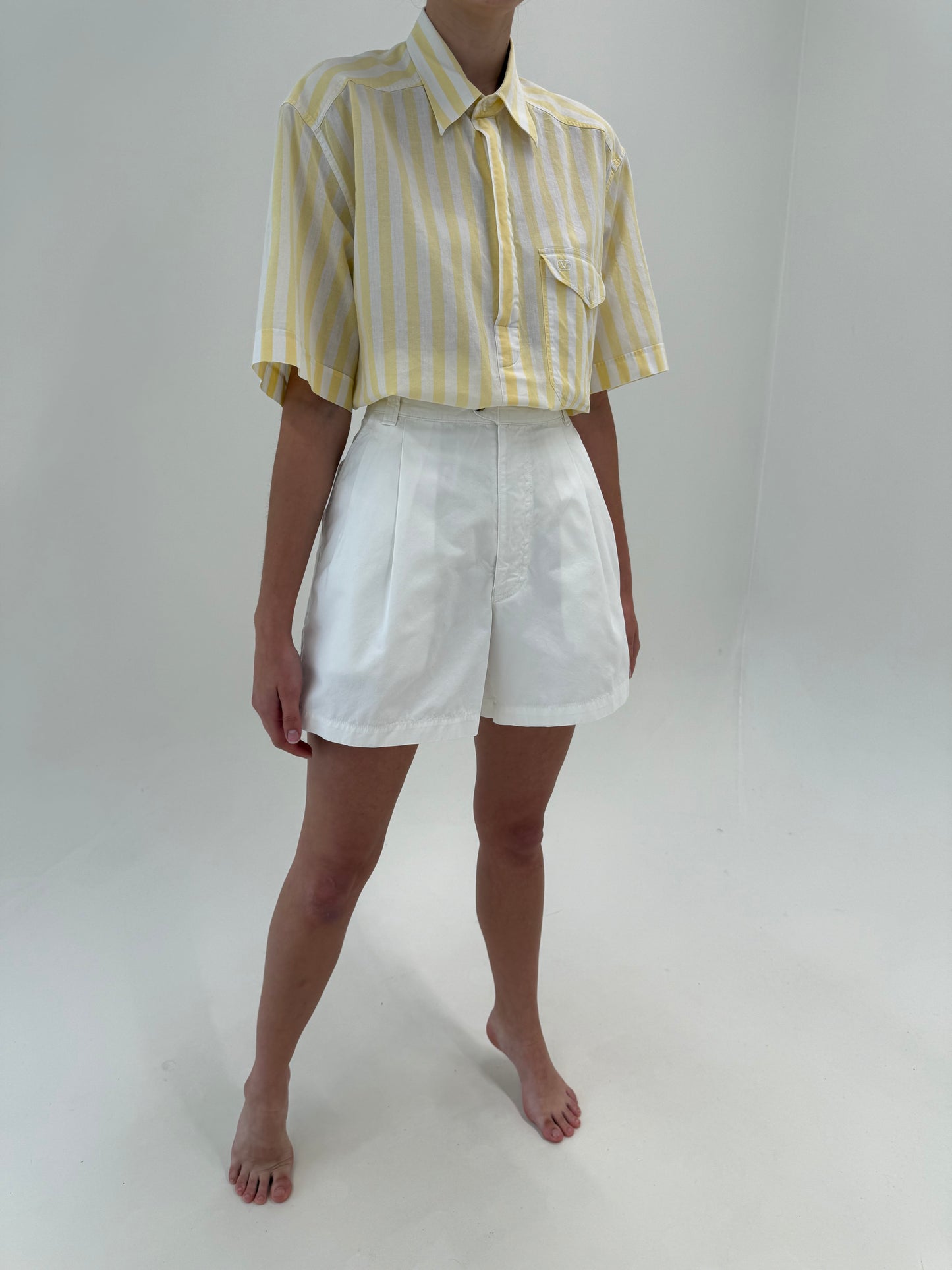 Pantaloni vintage Valentino scurți din poplin excepțional de bumbac