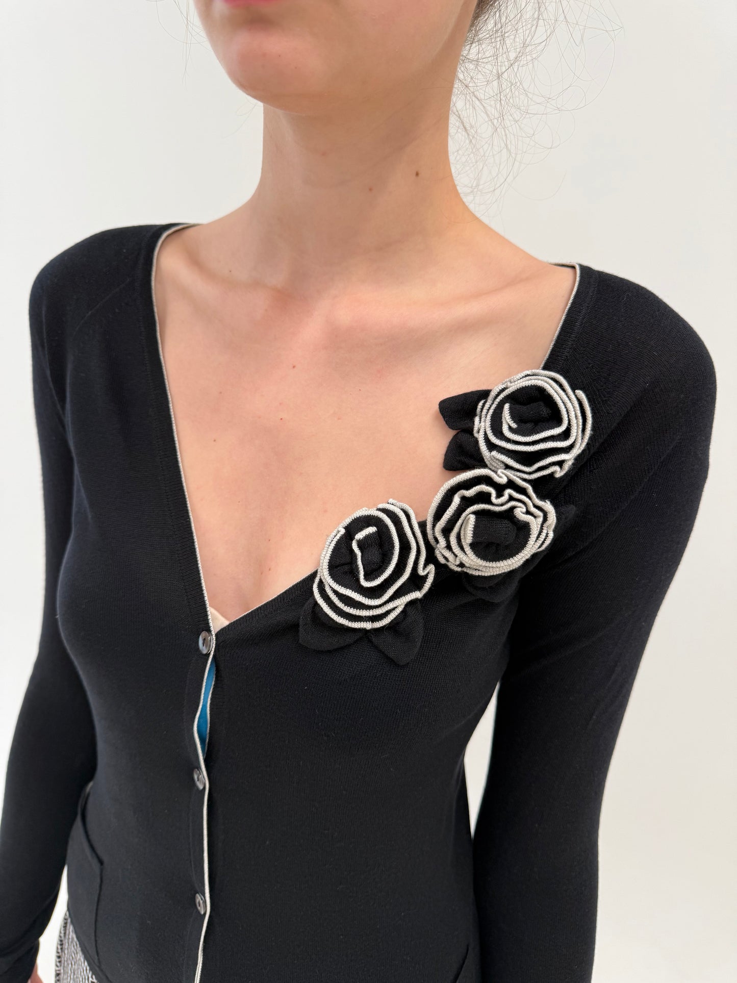 Cardigan negru Max mara de vară 85% mătase naturală și restul cașmir