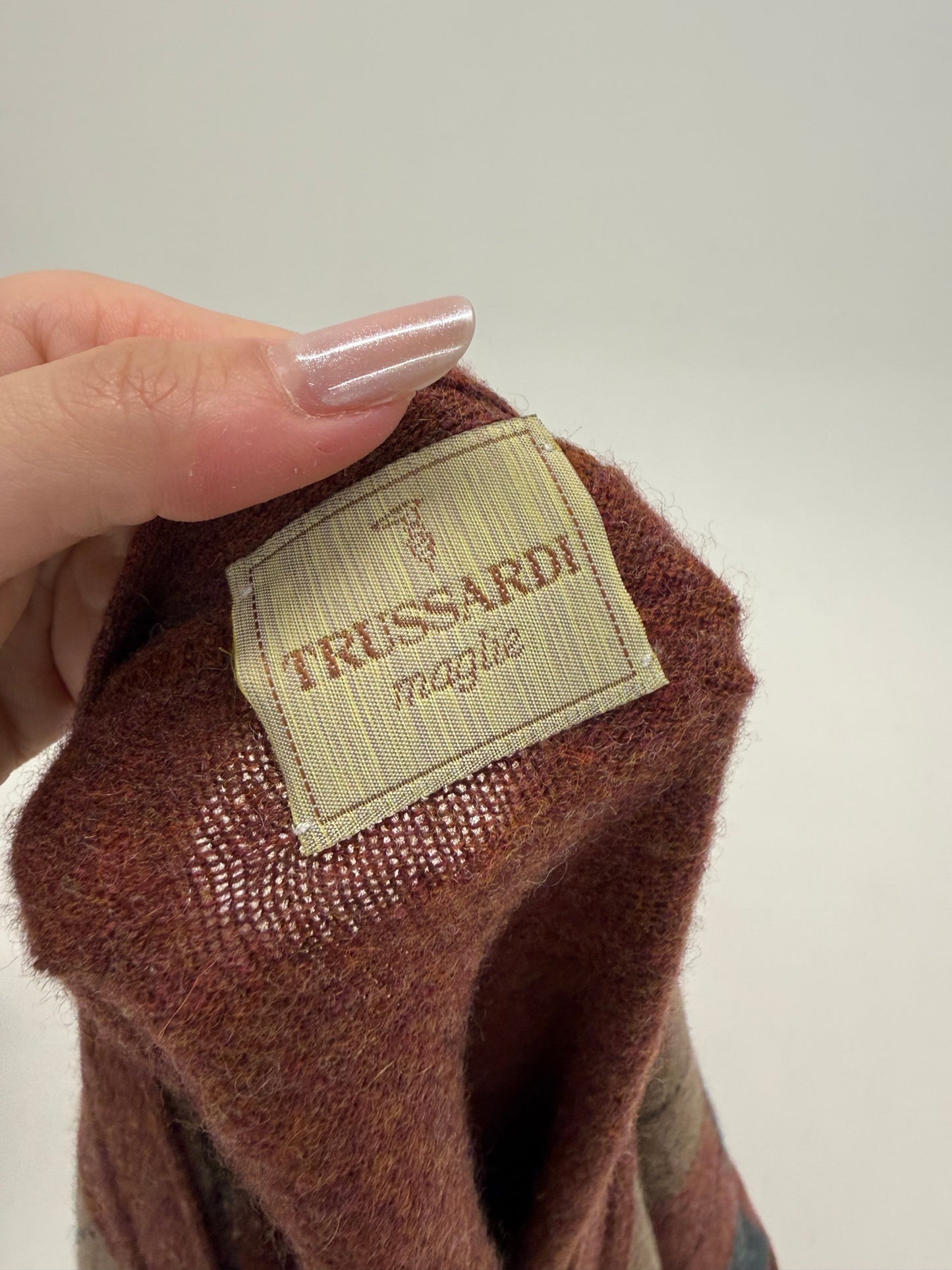 Cardigan luxury Trussardi tall cu romburi și nasturi din piele naturală