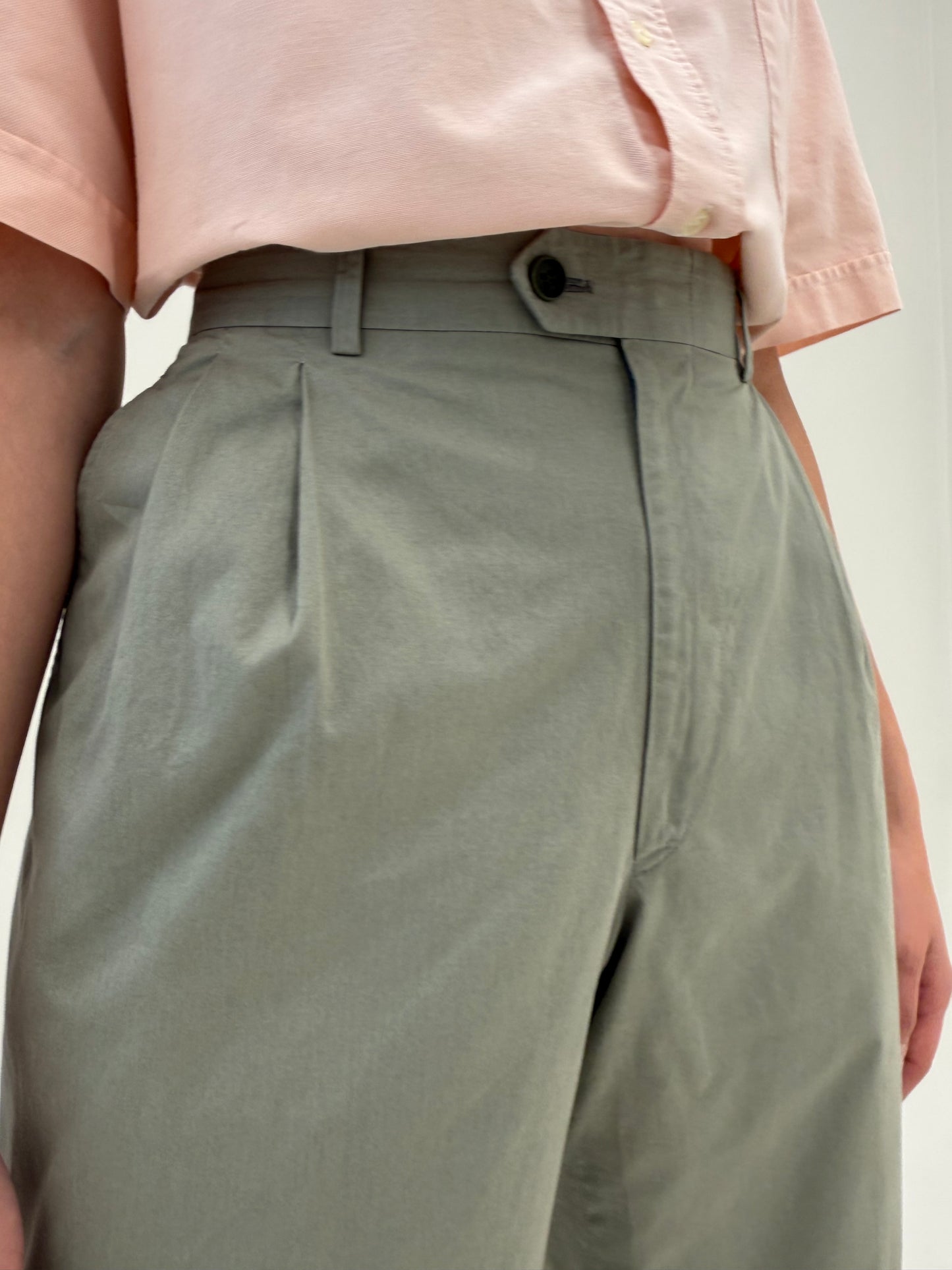 Costum vintage luxury de vară Ungaro din bumbac dusty Sage green