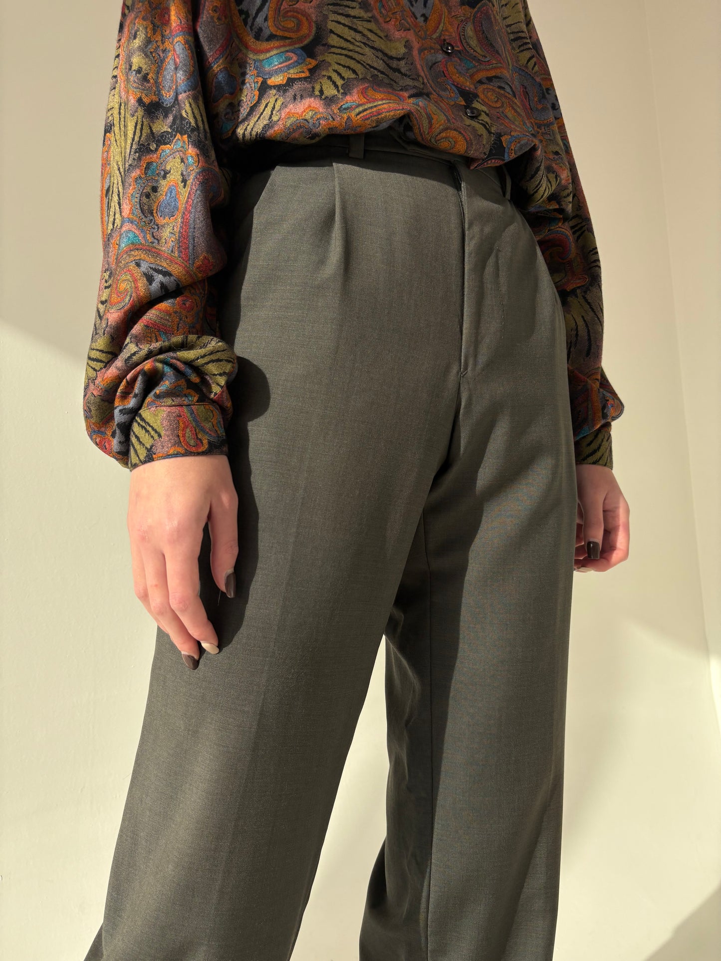 Pantaloni tall high end italienești din lana extafina super 100’s