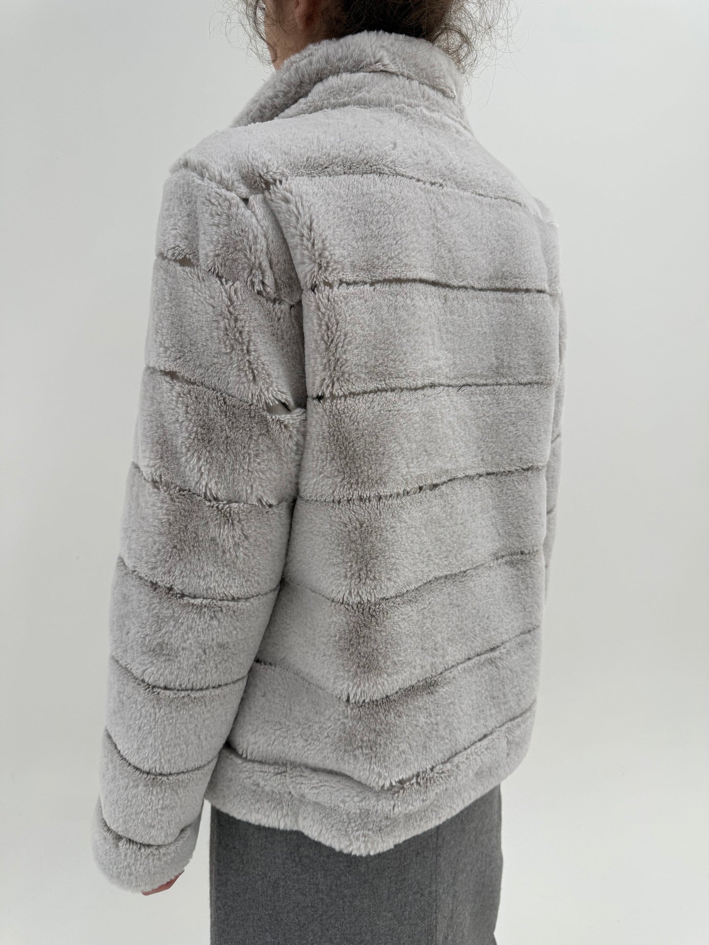 Blană eco silver gray italiană de la zi la seară