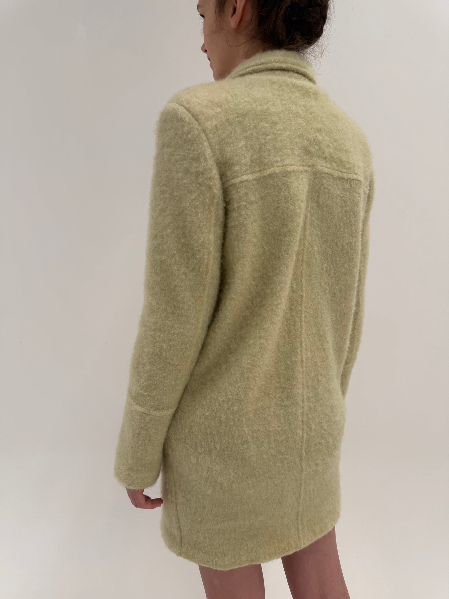 Palton vintage din mohair pufos excepțional light moss green