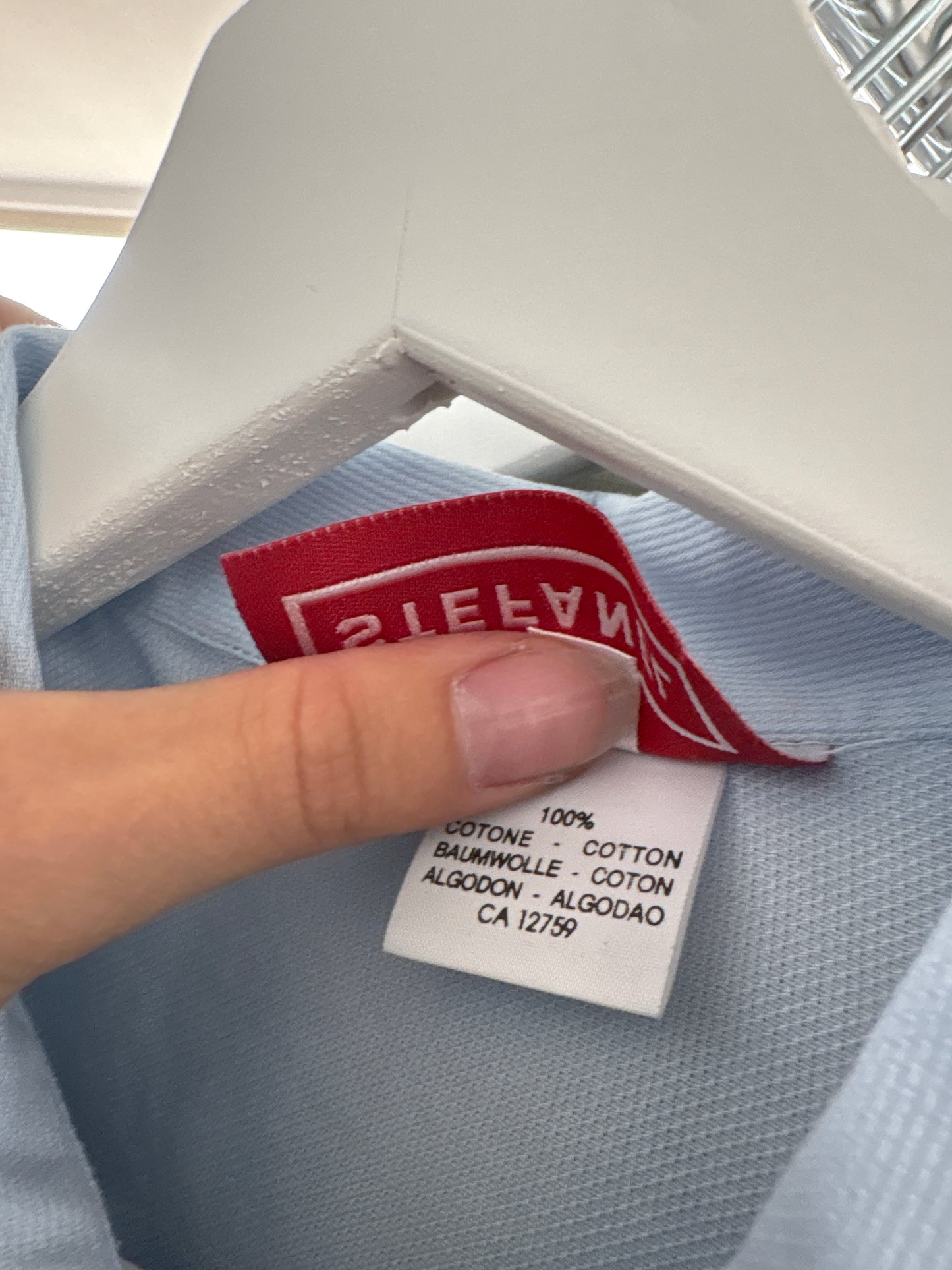 Cămașa premium baby blue Stefanel din poplin excepțional texturat