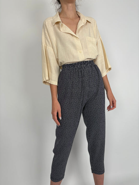 Pantaloni petite cu influențe Navy și sport cu talie înaltă elastică