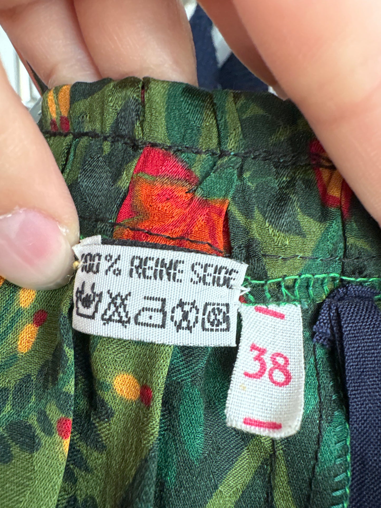 Fustă vintage maxi plisată din mătase naturală în culori superbe