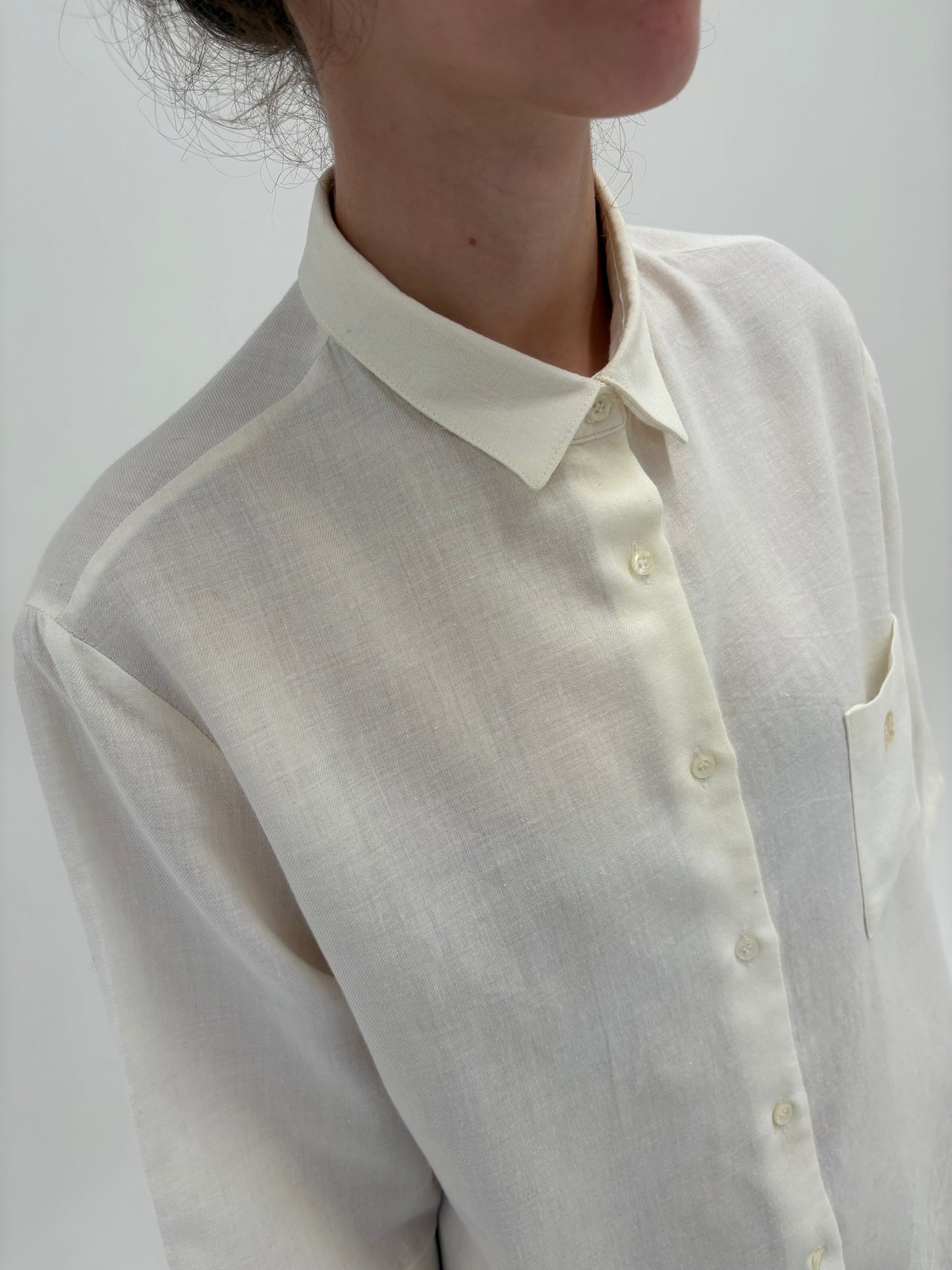 Cămașa butter white din lana extrafina