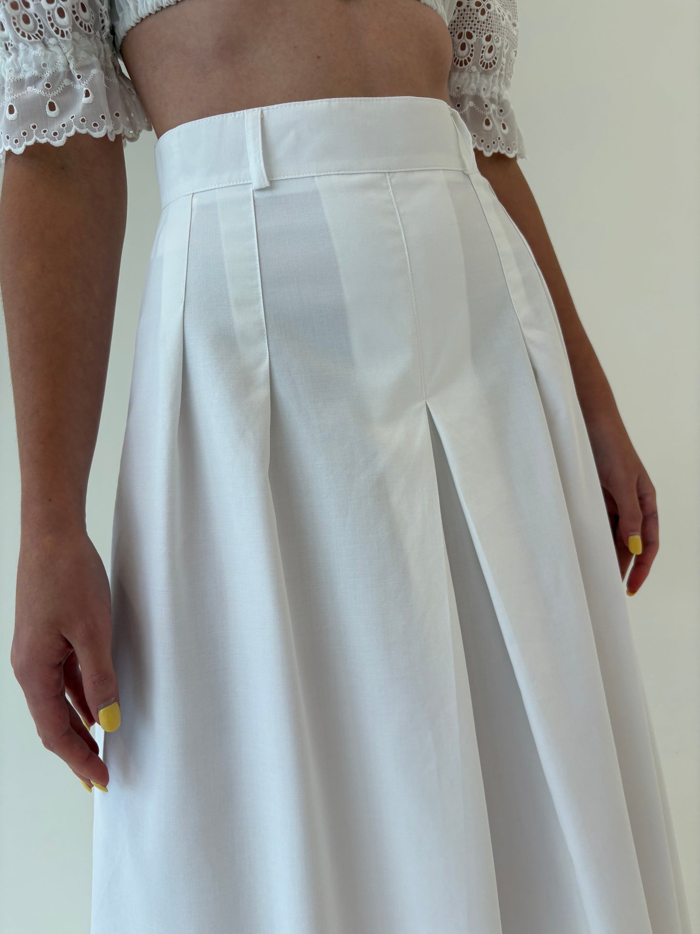Culottes din poplin de bumbac cu talie ultra înaltă marcată