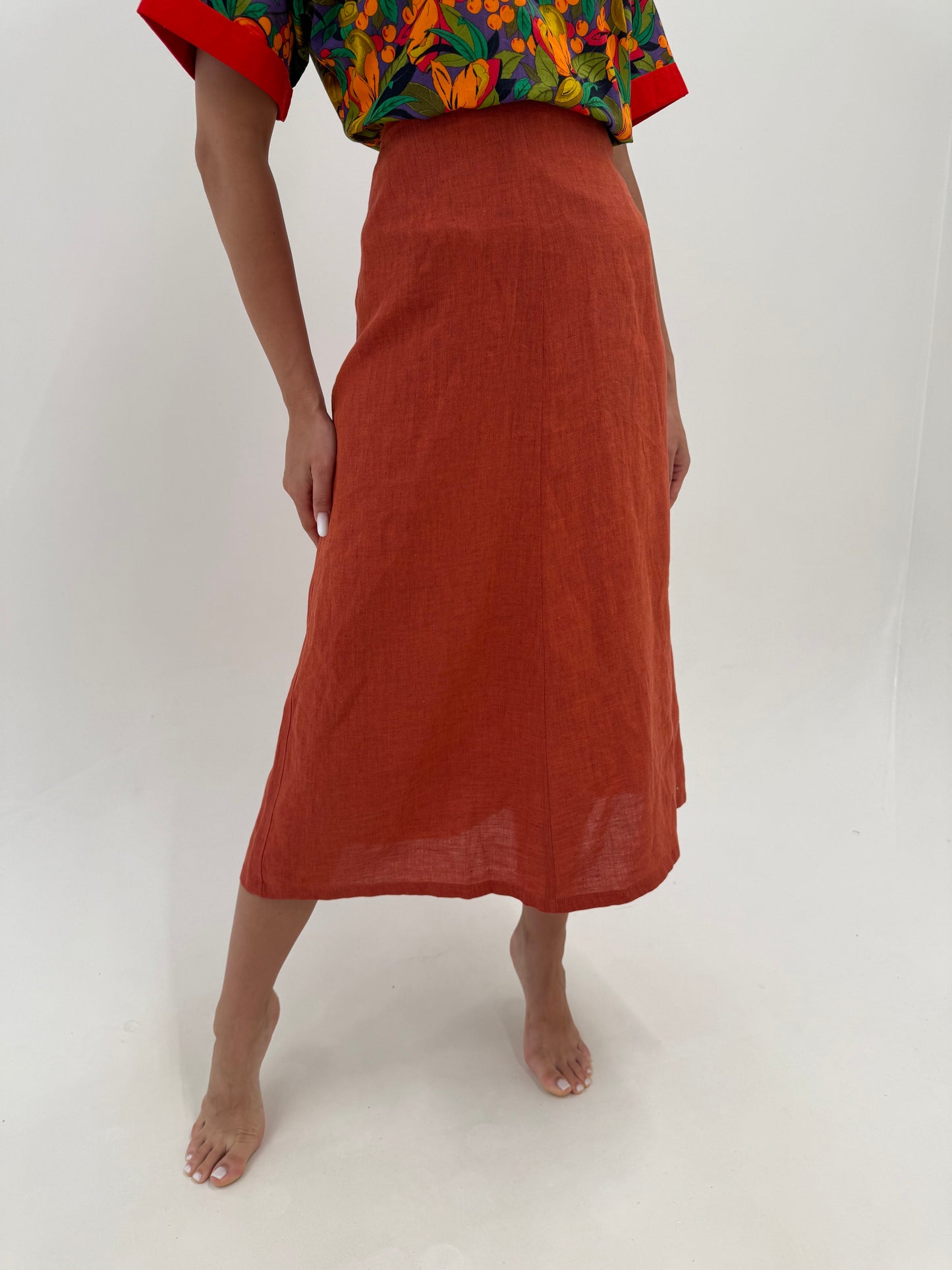 Fustă maxi Luisa Spagnoli din in rust orange