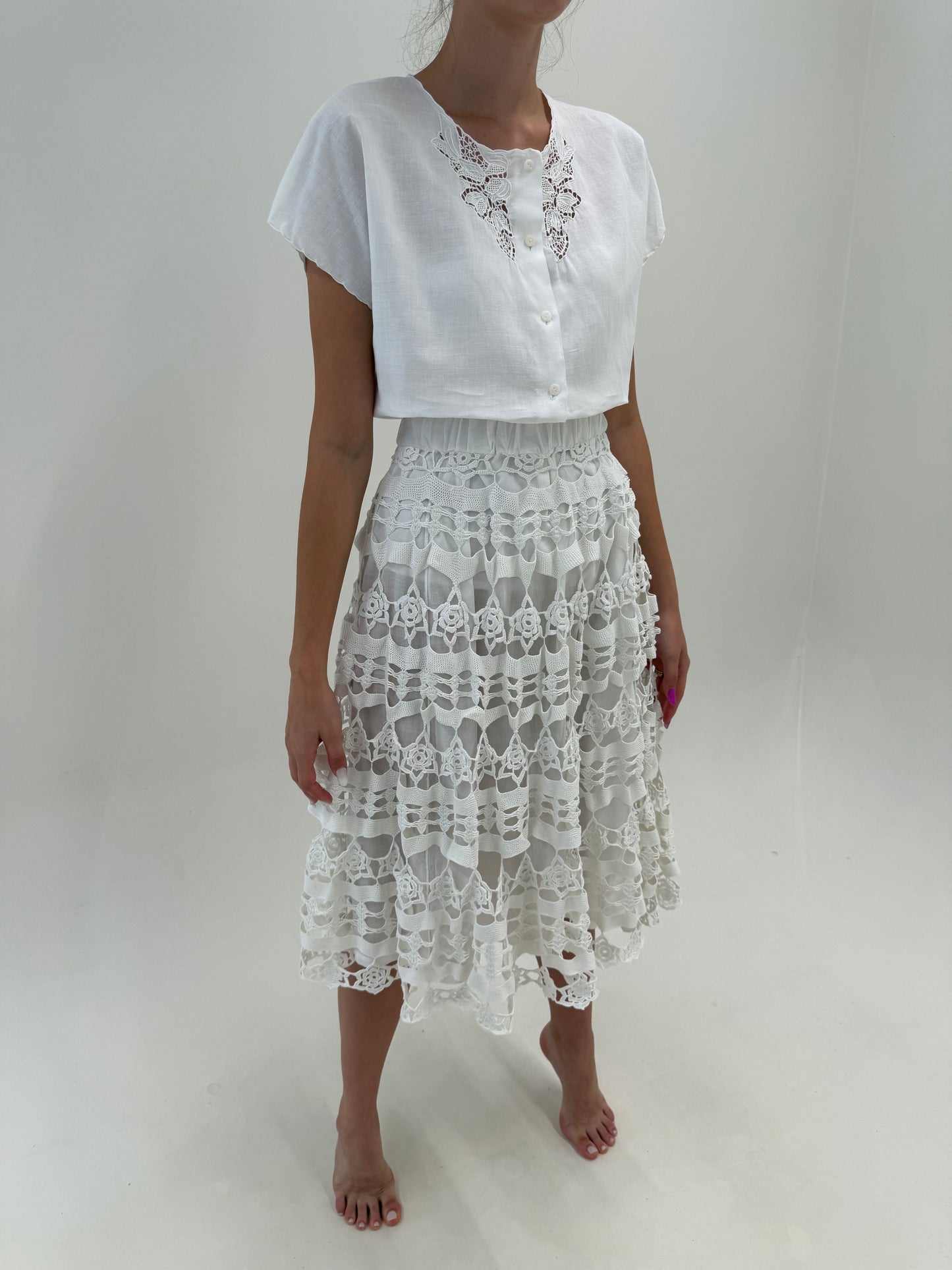Fustă bijuterie din macrame lucrat manual midi lung