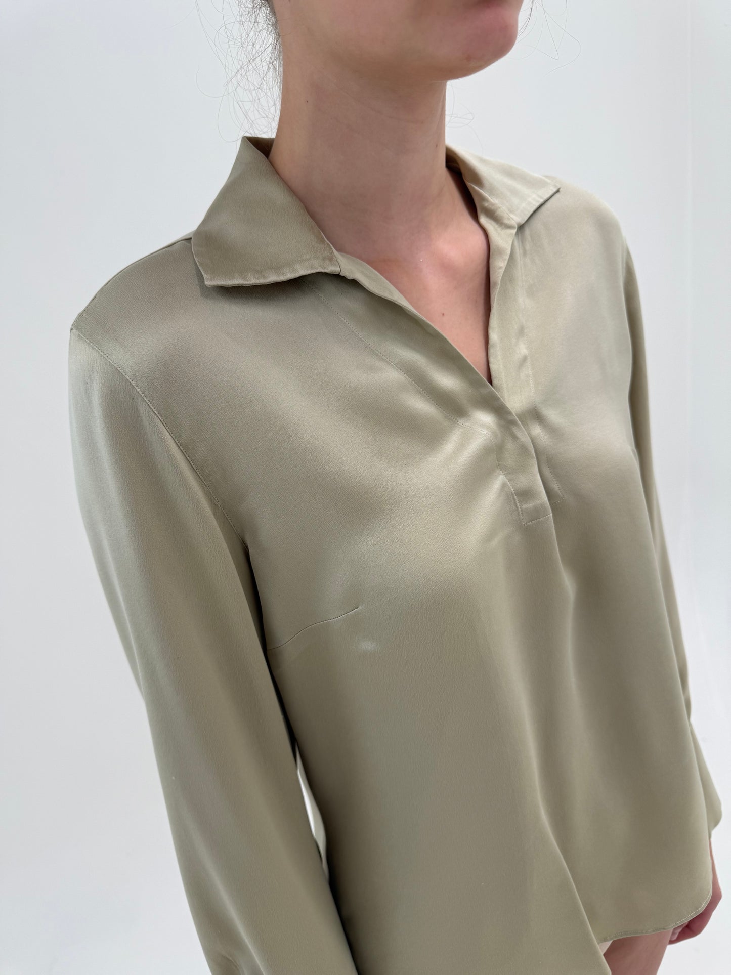 Cămașa Max Mara Sage green din mătase naturală