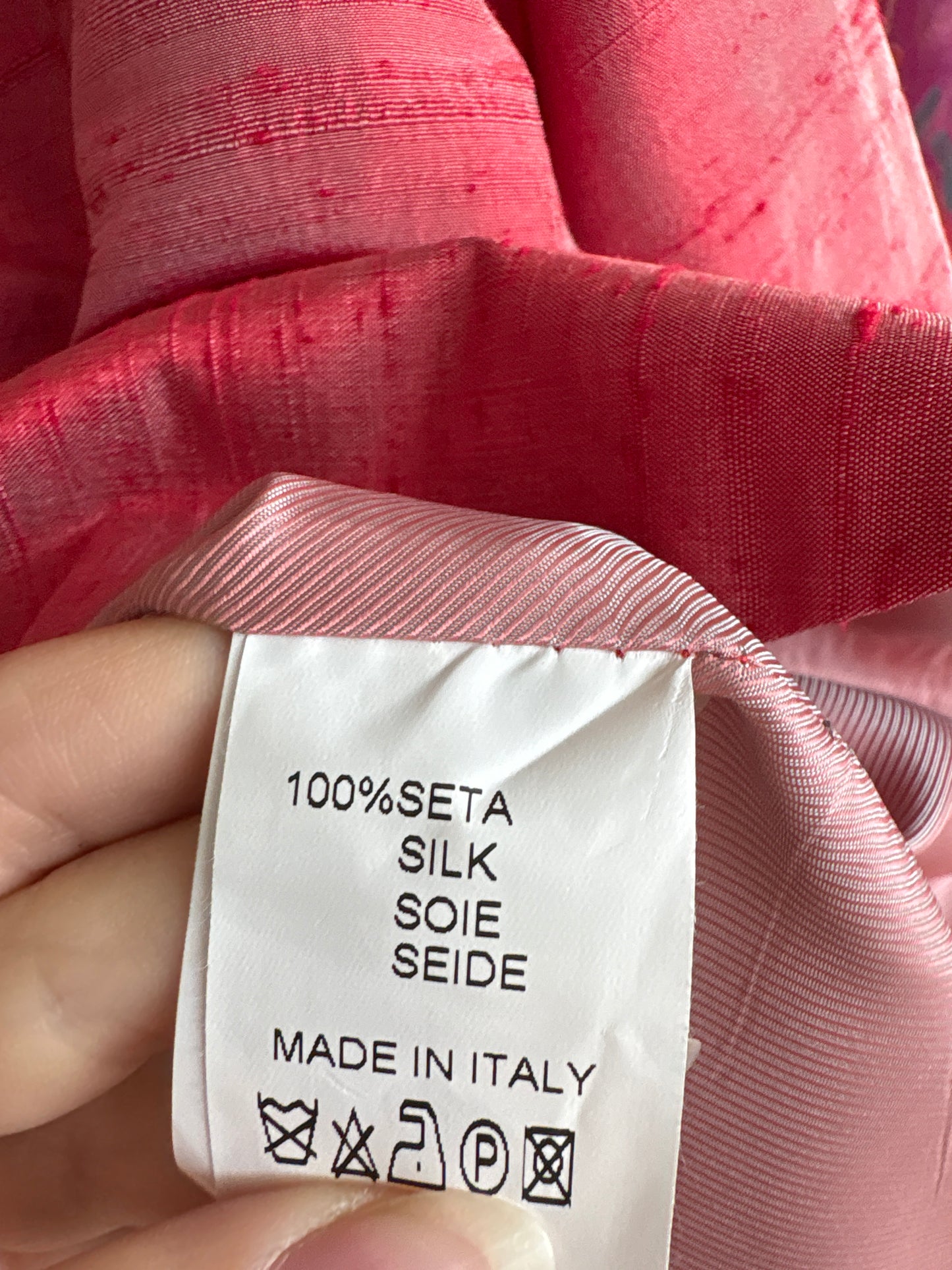 Sacou italian cambrat din pânză melanj cu roșu din mătase naturală
