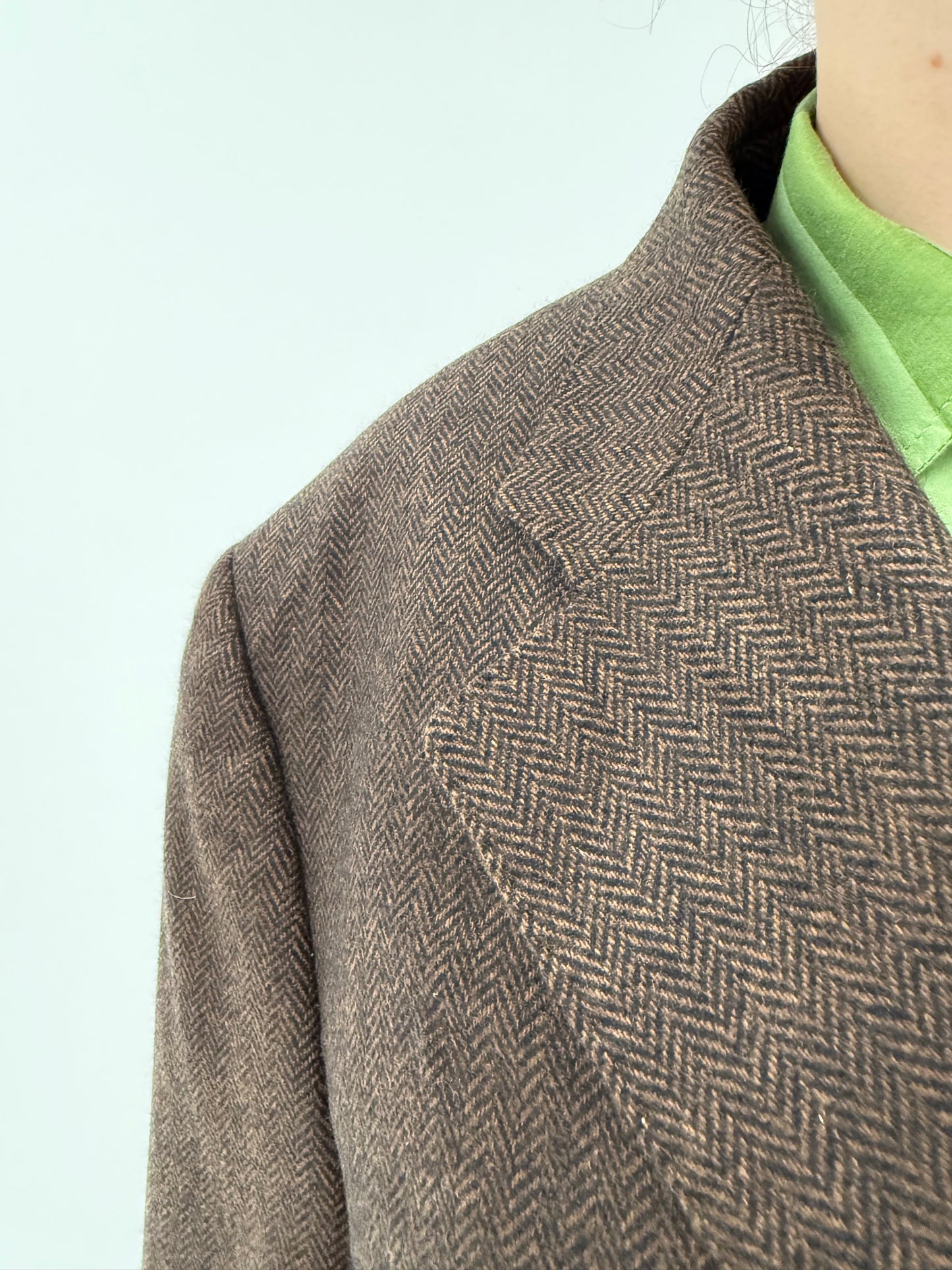 Sacou din stofă 100% cașmir în croi actual camel și negru