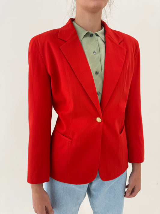 Sacou Valentino vintage din lana extrafina roșu tare în croi clasic