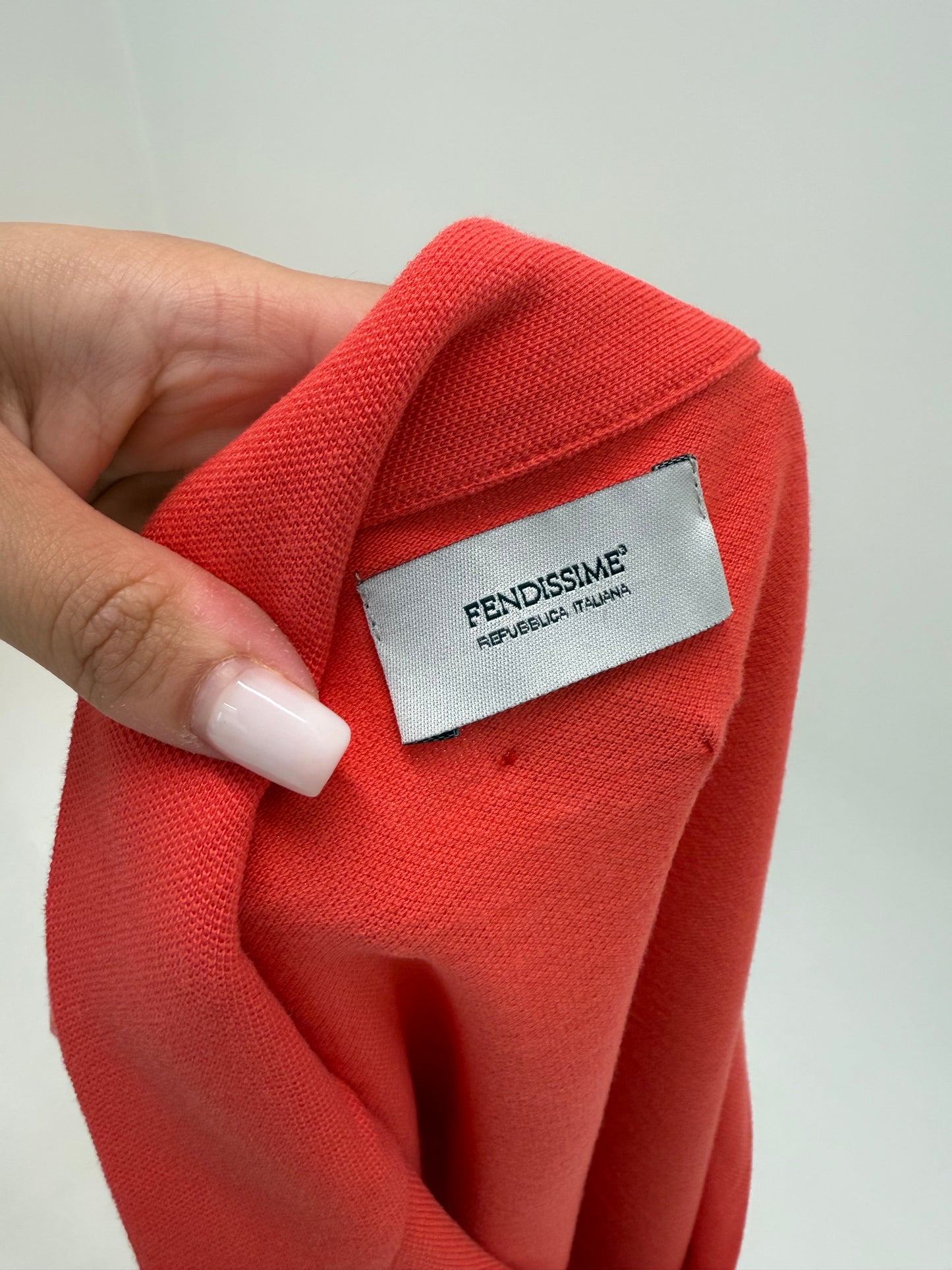 Top vintage Fendi polo coral red din bumbac de gramaj mare ultra confort