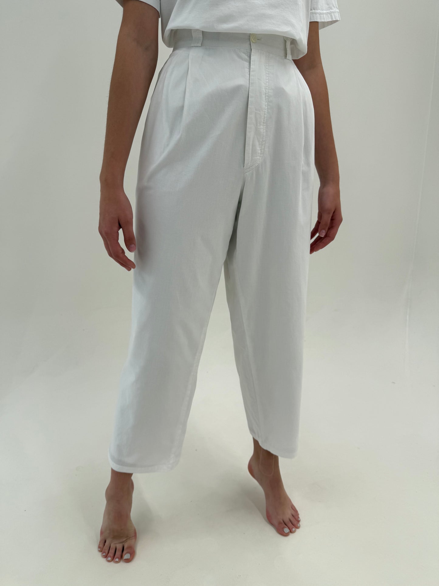 Pantaloni Valentino vintage din poplin excepțional de bumbac cu pense