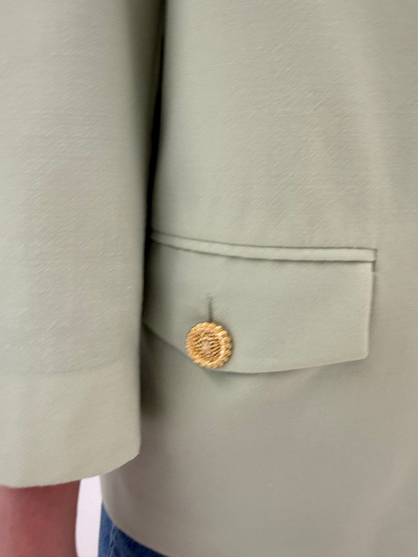 Sacou verde pudră petite italian cu nasturi aurii din stofita lightweight