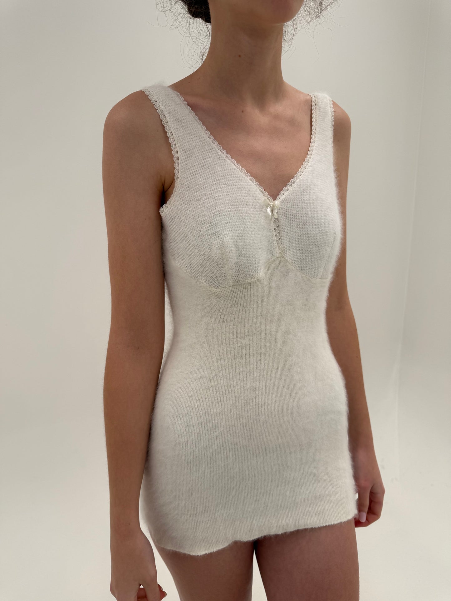 Top old vintage anii 80 din Angora cambrat și lung în stil furou