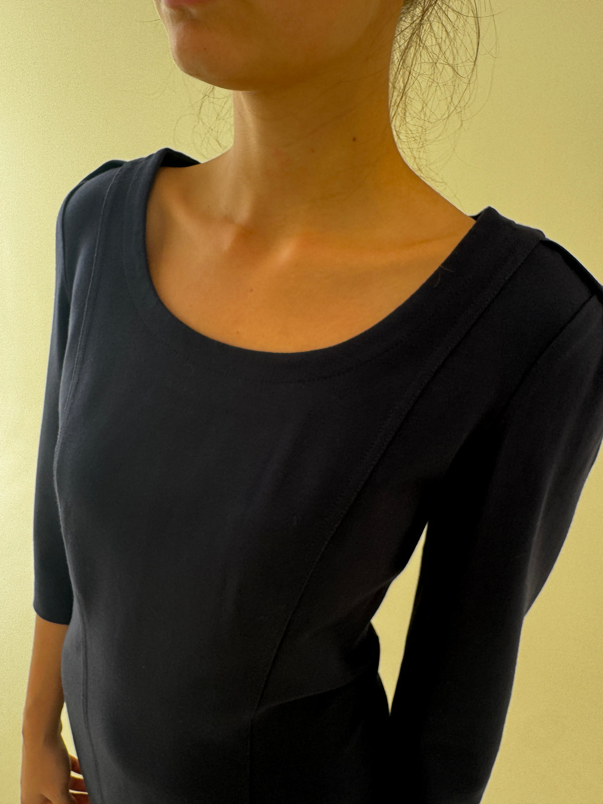 Rochie Hugo Boss business casual din tricot gros de bumbac modelator