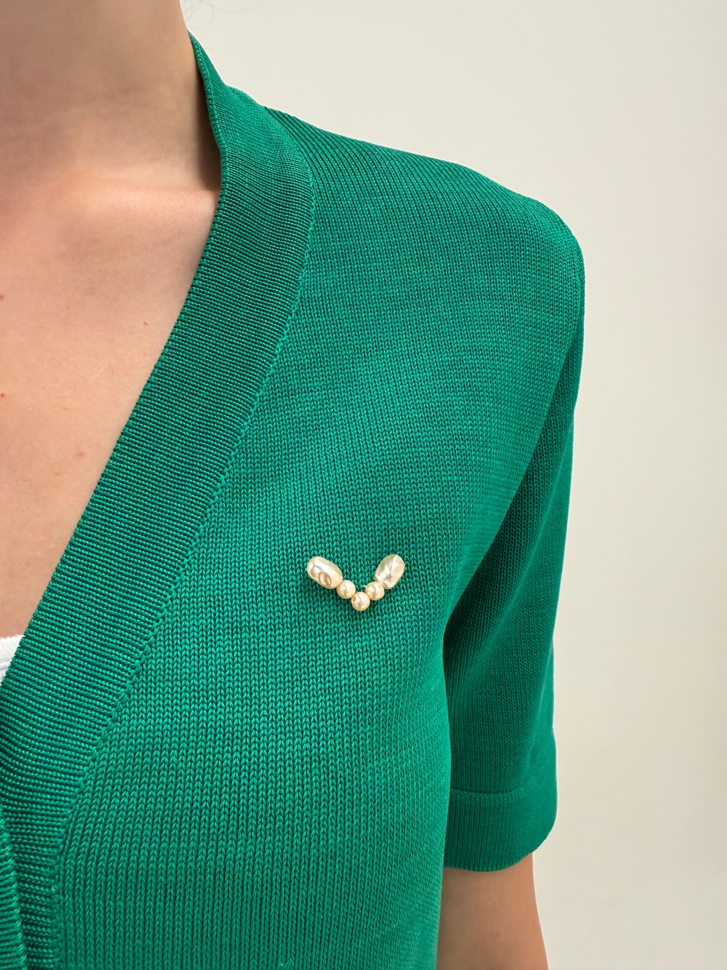 Top emerald green din bumbac Filo di Scozia cu perlute