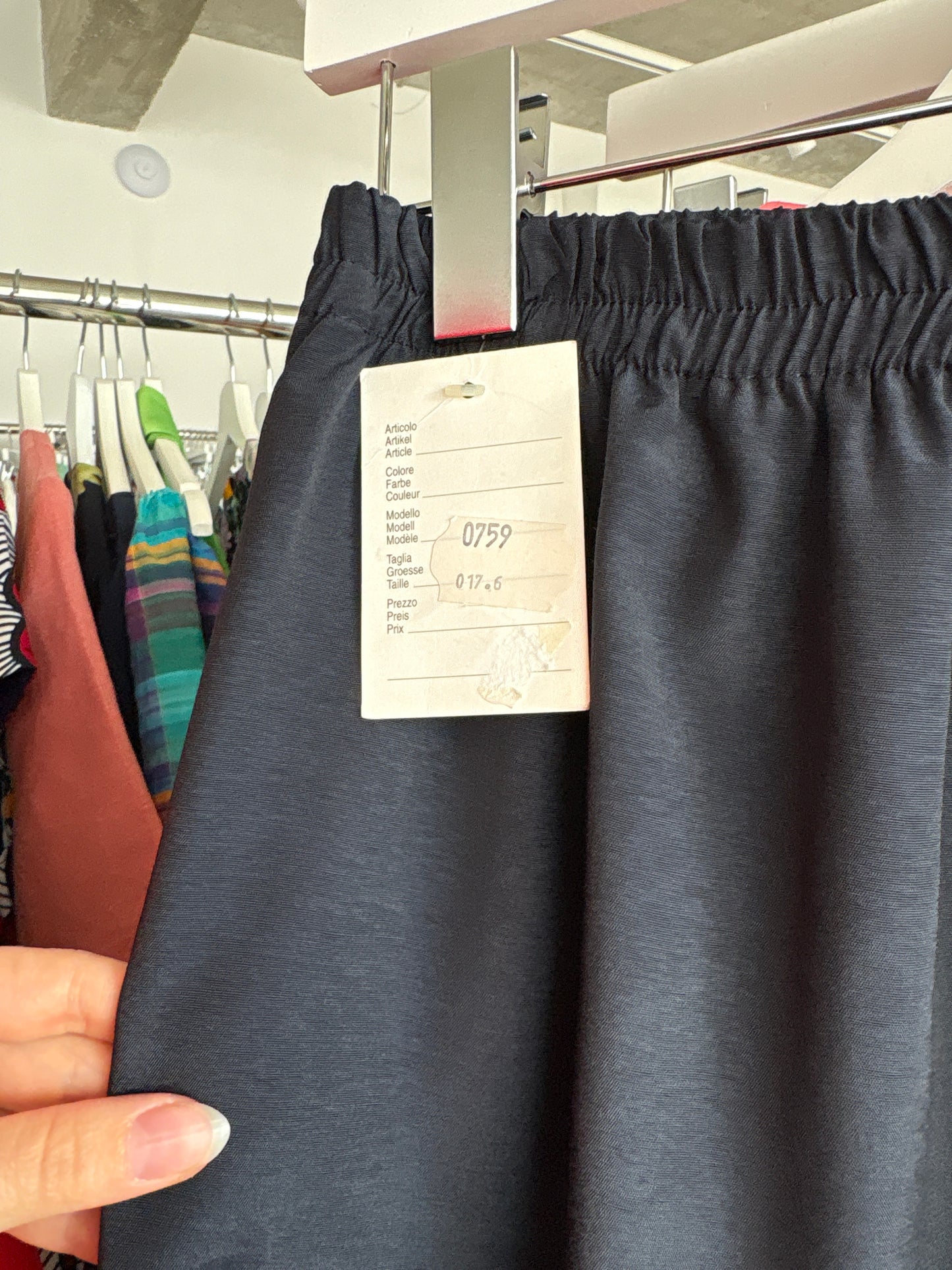 Pantaloni Navy vintage noi cu etichetă și talie ultra înaltă elastică